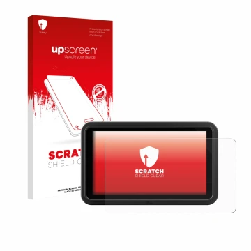 Front side of a product packaging with the brand logo upscreen. Next to it is the device Atomos Shinobi Go shown with the corr