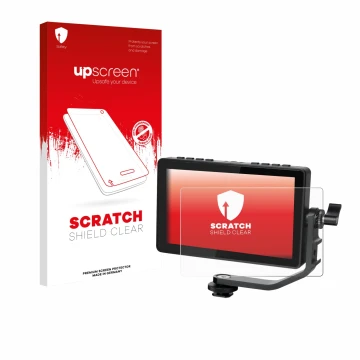 Front side of a product packaging with the brand logo upscreen. Next to it is the device Feelworld F5 PROX 5,5