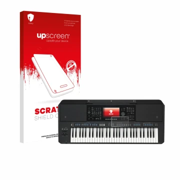 Front side of a product packaging with the brand logo upscreen. Next to it is the device Yamaha PSR-SX720 shown with the corre