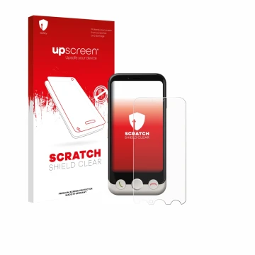 Front side of a product packaging with the brand logo upscreen. Next to it is the device Doro Aurora A10 shown with the corres