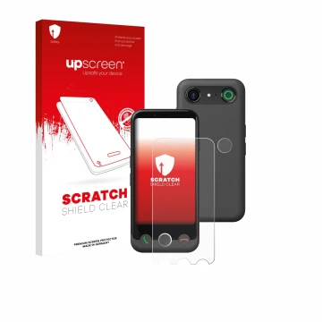 Front side of a product packaging with the brand logo upscreen. Next to it is the device Doro Aurora A10 (Front+Camera) shown 