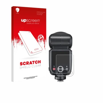 Front side of a product packaging with the brand logo upscreen. Next to it is the device Godox V100 shown with the correspondi