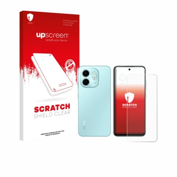 Front side of a product packaging with the brand logo upscreen. Next to it is the device Infinix Smart 9 (Front+Camera) shown 
