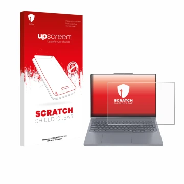 Front side of a product packaging with the brand logo upscreen. Next to it is the device Lenovo ThinkBook 16p Gen 6 shown with