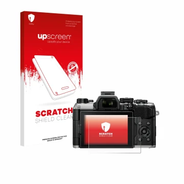 Front side of a product packaging with the brand logo upscreen. Next to it is the device Olympus OM System OM-5 Mark II shown 