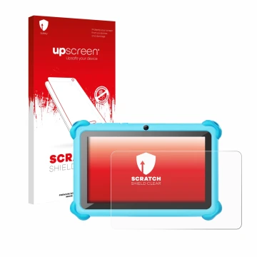 Front side of a product packaging with the brand logo upscreen. Next to it is the device zcobro KIDS710 7