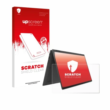 Front side of a product packaging with the brand logo upscreen. Next to it is the device Lenovo IdeaPad Flex 5 14ALC05 shown w