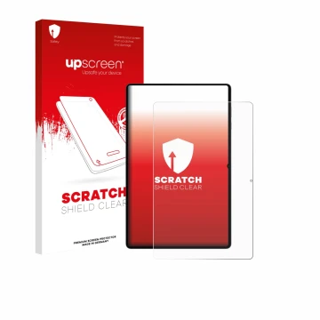 Front side of a product packaging with the brand logo upscreen. Next to it is the device Samsung Galaxy Tab S11 Ultra (portrai