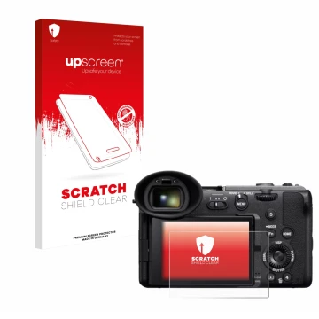 Front side of a product packaging with the brand logo upscreen. Next to it is the device Sony Cinema Line FX2 shown with the c