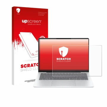 Front side of a product packaging with the brand logo upscreen. Next to it is the device HP OmniBook 5 14 shown with the corre