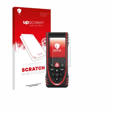 Front side of a product packaging with the brand logo upscreen. Next to it is the device Leica DISTO X3 shown with the corresp