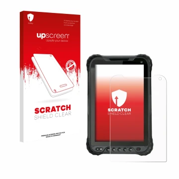 Front side of a product packaging with the brand logo upscreen. Next to it is the device Unitech TB85 Plus shown with the corr