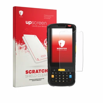 Front side of a product packaging with the brand logo upscreen. Next to it is the device Newland MT65 Beluga V shown with the 