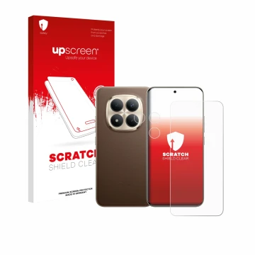 Front side of a product packaging with the brand logo upscreen. Next to it is the device Xiaomi Redmi Note 15 Pro Plus 5G (Fro
