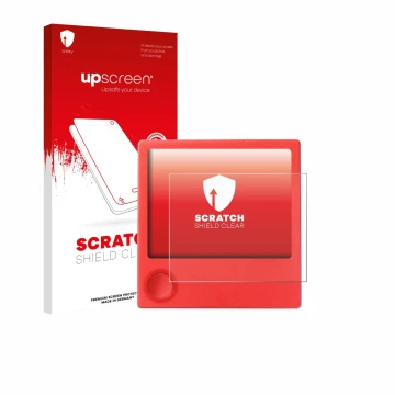 Front side of a product packaging with the brand logo upscreen. Next to it is the device PicPak E-Ink Display shown with the c