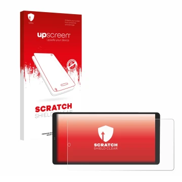 Front side of a product packaging with the brand logo upscreen. Next to it is the device Shelly Wall Display X2 shown with the