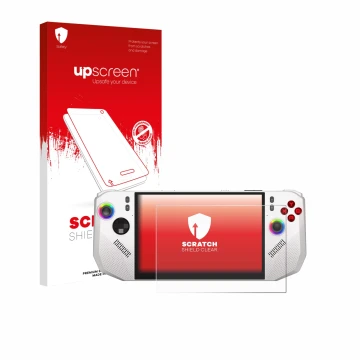 Front side of a product packaging with the brand logo upscreen. Next to it is the device MSI Claw A8 BZ2EM shown with the corr