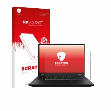 Front side of a product packaging with the brand logo upscreen. Next to it is the device XMG Apex 16 Max shown with the corres