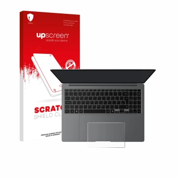 Front side of a product packaging with the brand logo upscreen. Next to it is the device Samsung Galaxy Book5 Pro 16