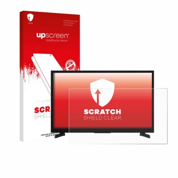 Front side of a product packaging with the brand logo upscreen. Next to it is the device JVC LT-24VRH3555 shown with the corre
