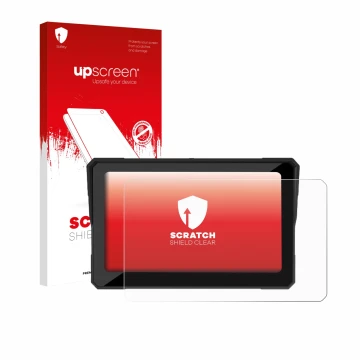 Front side of a product packaging with the brand logo upscreen. Next to it is the device Carpuride W702 Plus 7