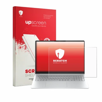 Front side of a product packaging with the brand logo upscreen. Next to it is the device HP OmniBook 3 16 16-bw0750ng shown wi