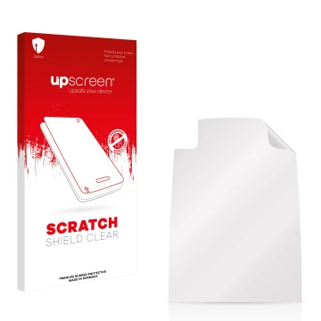 Front side of a product packaging with the brand logo upscreen. Next to it is the corresponding screen protector.