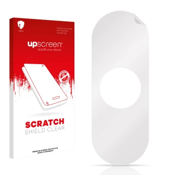 Front side of a product packaging with the brand logo upscreen. Next to it is the corresponding screen protector.