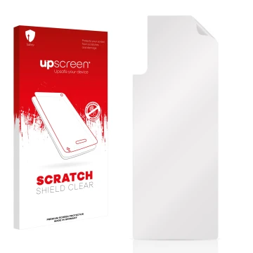 Front side of a product packaging with the brand logo upscreen. Next to it is the corresponding screen protector.