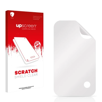 Front side of a product packaging with the brand logo upscreen. Next to it is the corresponding screen protector.