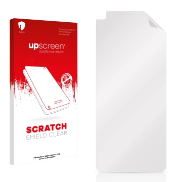 Front side of a product packaging with the brand logo upscreen. Next to it is the corresponding screen protector.