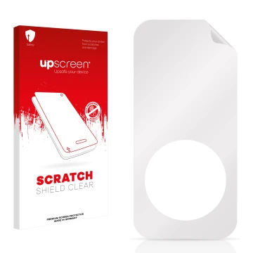 Front side of a product packaging with the brand logo upscreen. Next to it is the corresponding screen protector.