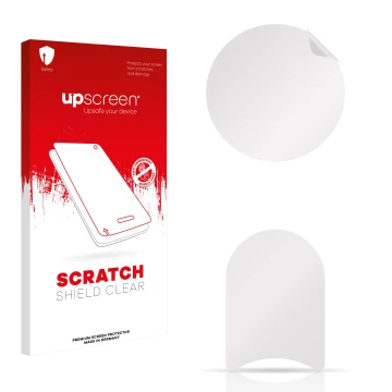 Front side of a product packaging with the brand logo upscreen. Next to it is the corresponding screen protector.