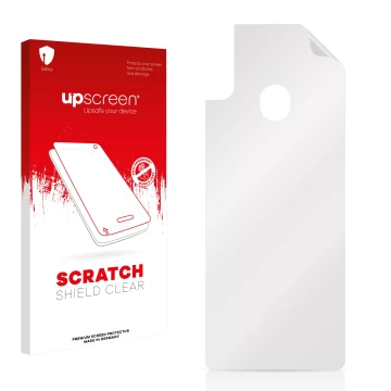 Front side of a product packaging with the brand logo upscreen. Next to it is the corresponding screen protector.