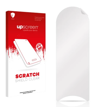 Front side of a product packaging with the brand logo upscreen. Next to it is the corresponding screen protector.