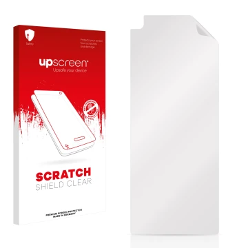 Front side of a product packaging with the brand logo upscreen. Next to it is the corresponding screen protector.