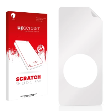 Front side of a product packaging with the brand logo upscreen. Next to it is the corresponding screen protector.