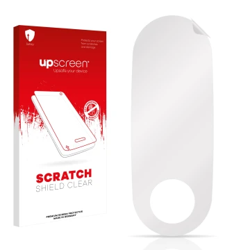 Front side of a product packaging with the brand logo upscreen. Next to it is the corresponding screen protector.