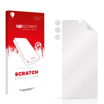 Front side of a product packaging with the brand logo upscreen. Next to it is the corresponding screen protector.