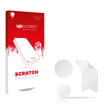 Front side of a product packaging with the brand logo upscreen. Next to it is the corresponding screen protector.