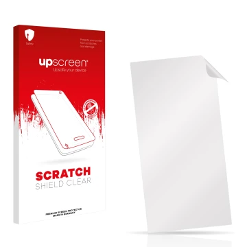 Front side of a product packaging with the brand logo upscreen. Next to it is the corresponding screen protector.
