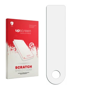 Front side of a product packaging with the brand logo upscreen. Next to it is the corresponding screen protector.