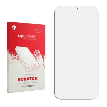 Front side of a product packaging with the brand logo upscreen. Next to it is the corresponding screen protector.