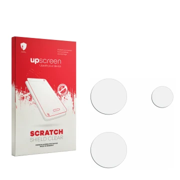 Front side of a product packaging with the brand logo upscreen. Next to it is the corresponding screen protector.