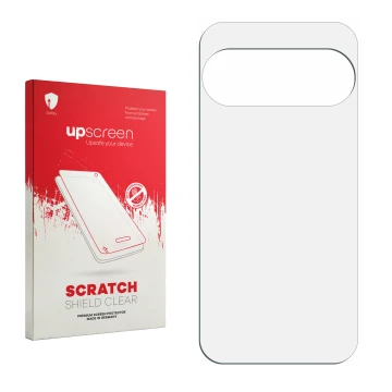 Front side of a product packaging with the brand logo upscreen. Next to it is the corresponding screen protector.