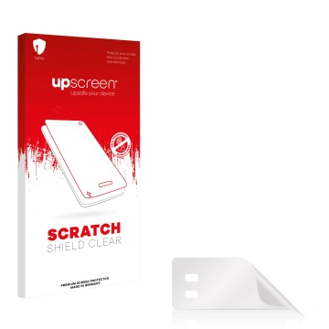Front side of a product packaging with the brand logo upscreen. Next to it is the corresponding screen protector.
