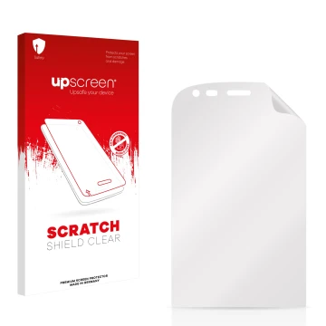 Front side of a product packaging with the brand logo upscreen. Next to it is the corresponding screen protector.