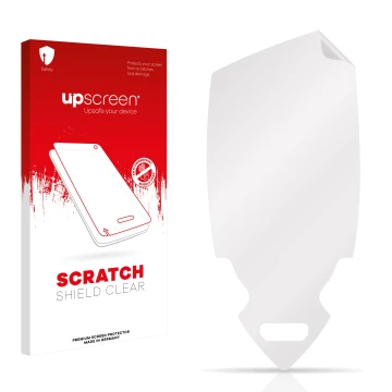 Front side of a product packaging with the brand logo upscreen. Next to it is the corresponding screen protector.