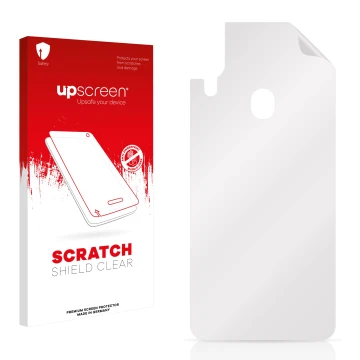 Front side of a product packaging with the brand logo upscreen. Next to it is the corresponding screen protector.