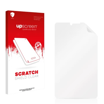 Front side of a product packaging with the brand logo upscreen. Next to it is the corresponding screen protector.